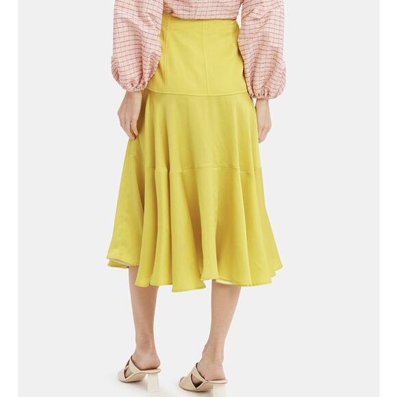 NWOT Adeam Yellow Ruffled Corset MIDI Skirt $795 marked Size 0, Fits Size 2 - Picture 3 of 10